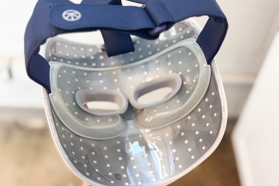 The Therabody TheraFace Mask Glo face down. It isn't lit up.