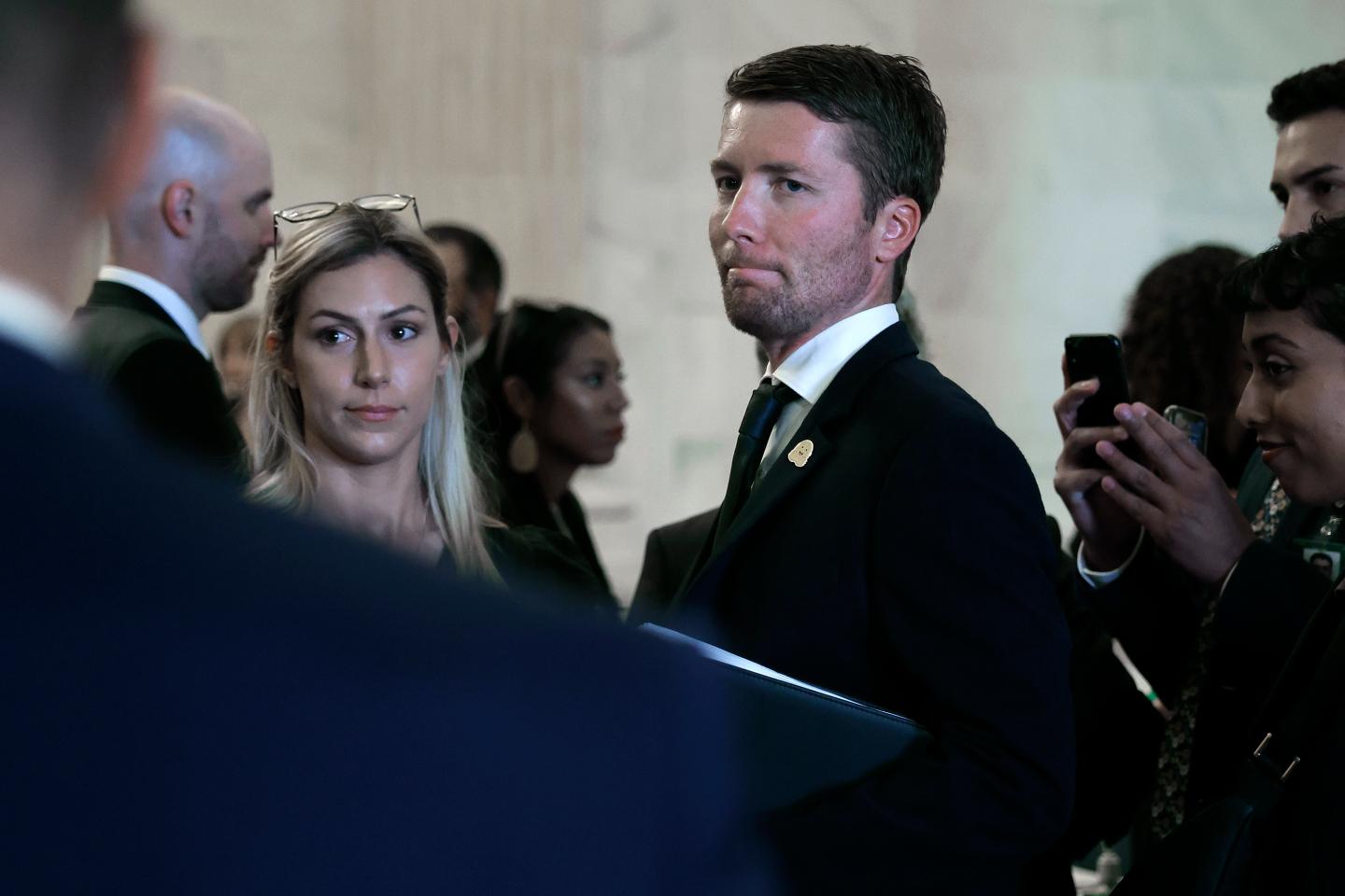 Hugging Face CEO Clément Delangue (center) on Capitol Hill on September 13, 2023 in Washington, D.C. (Photo: Chip Somodevilla/Getty Images)