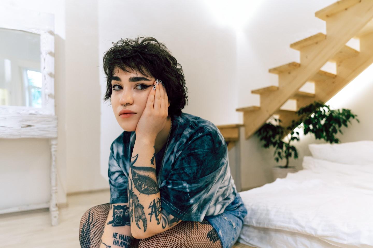 Sad-looking young woman
