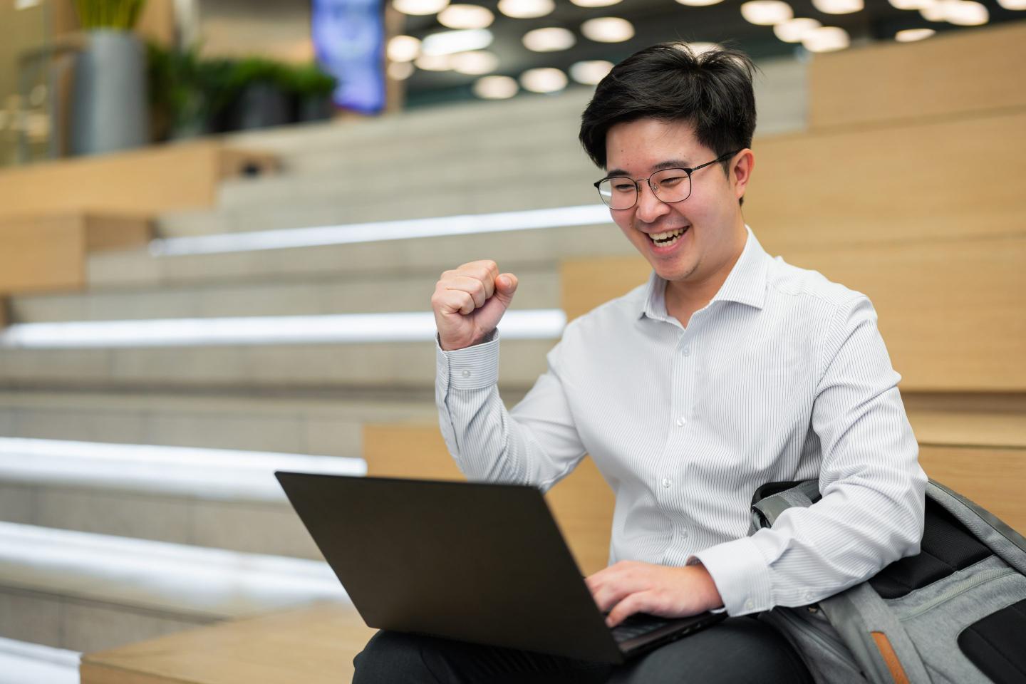 Asian businessman using a laptop