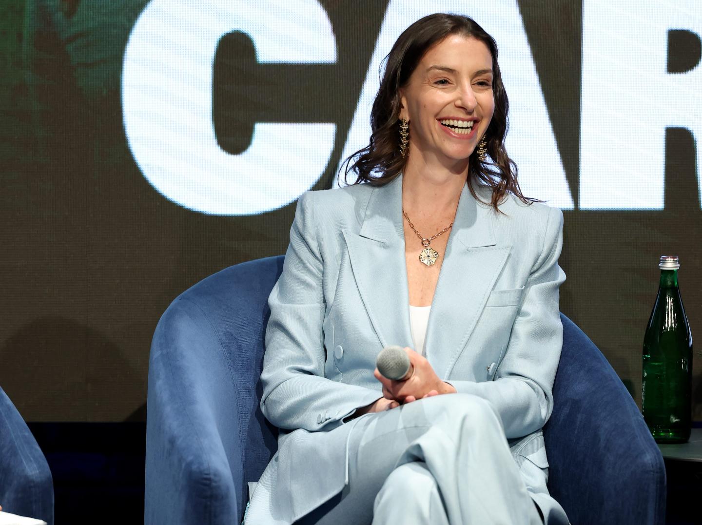 Carolyn Tisch Blodgett, CEO NEXT3 and governor of the NY/NJ Gotham FC, talks during the Deep Blue Business of Women's Sport Summit at Chelsea Factory on April 22, 2025 in New York City.