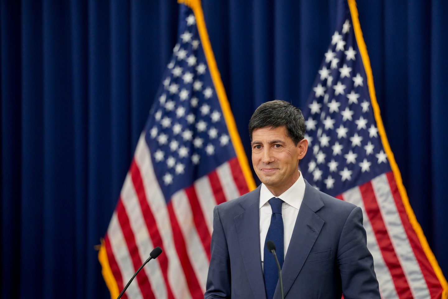 Kevin Warsh, chairman of the US Federal Reserve, during a news conference following a Federal Open Market Committee (FOMC) meeting in Washington, DC, US, on Wednesday, June 17, 2026.
