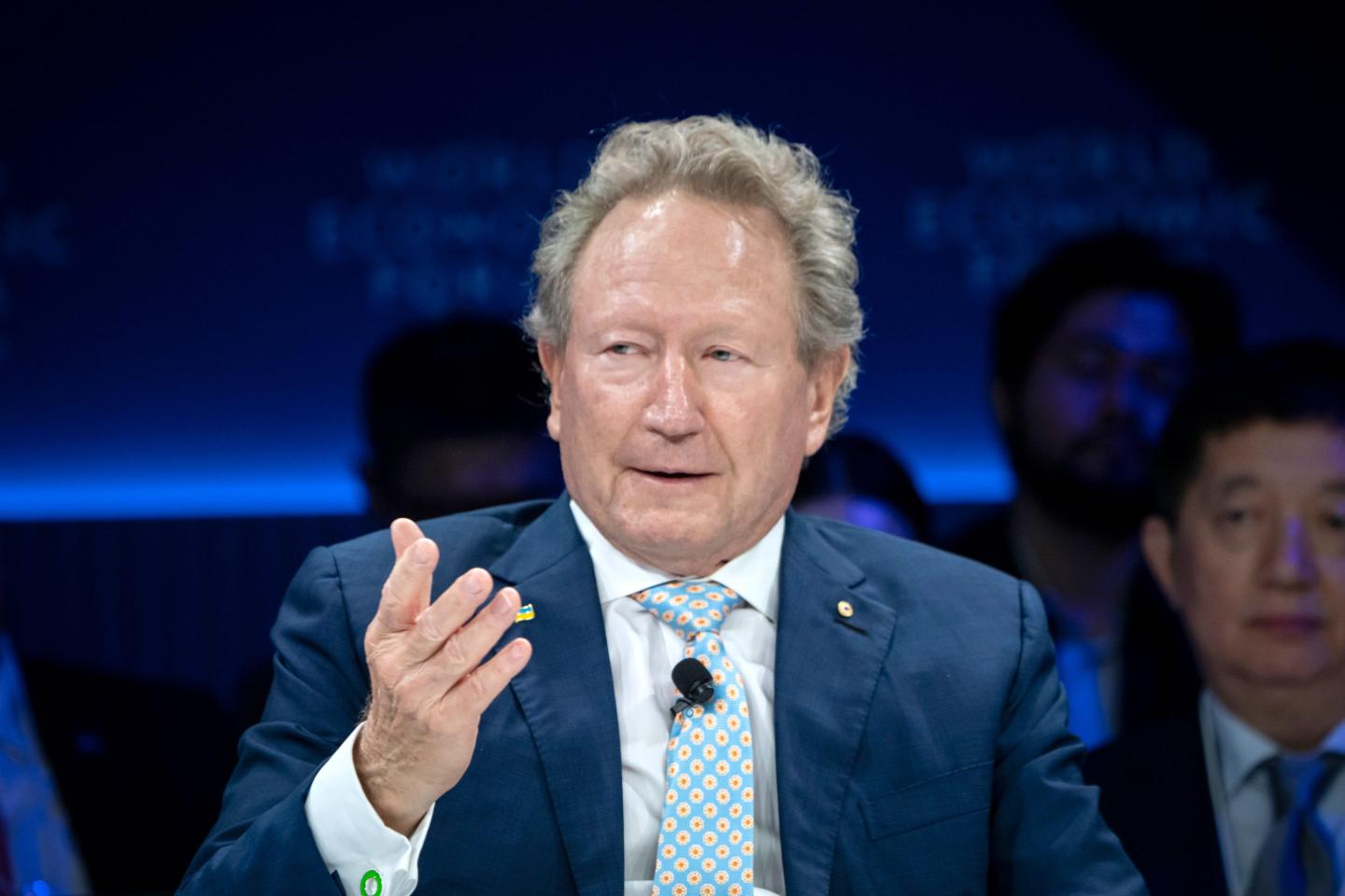 Andrew Forrest, chairman of Fortescue Metals Group Ltd., during a panel session at the World Economic Forum (WEF) Annual Meeting of the New Champions in Dalian, China, on Tuesday, June 23, 2026.