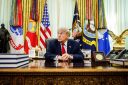 US President Donald Trump during a Presidential memorandum signing in the Oval Office of the White House in Washington, DC, US, on Monday, June 29, 2026.