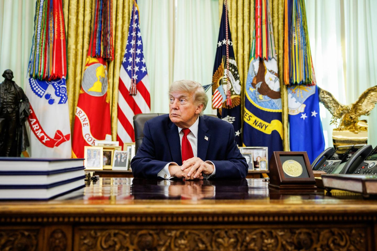 US President Donald Trump during a Presidential memorandum signing in the Oval Office of the White House in Washington, DC, US, on Monday, June 29, 2026.