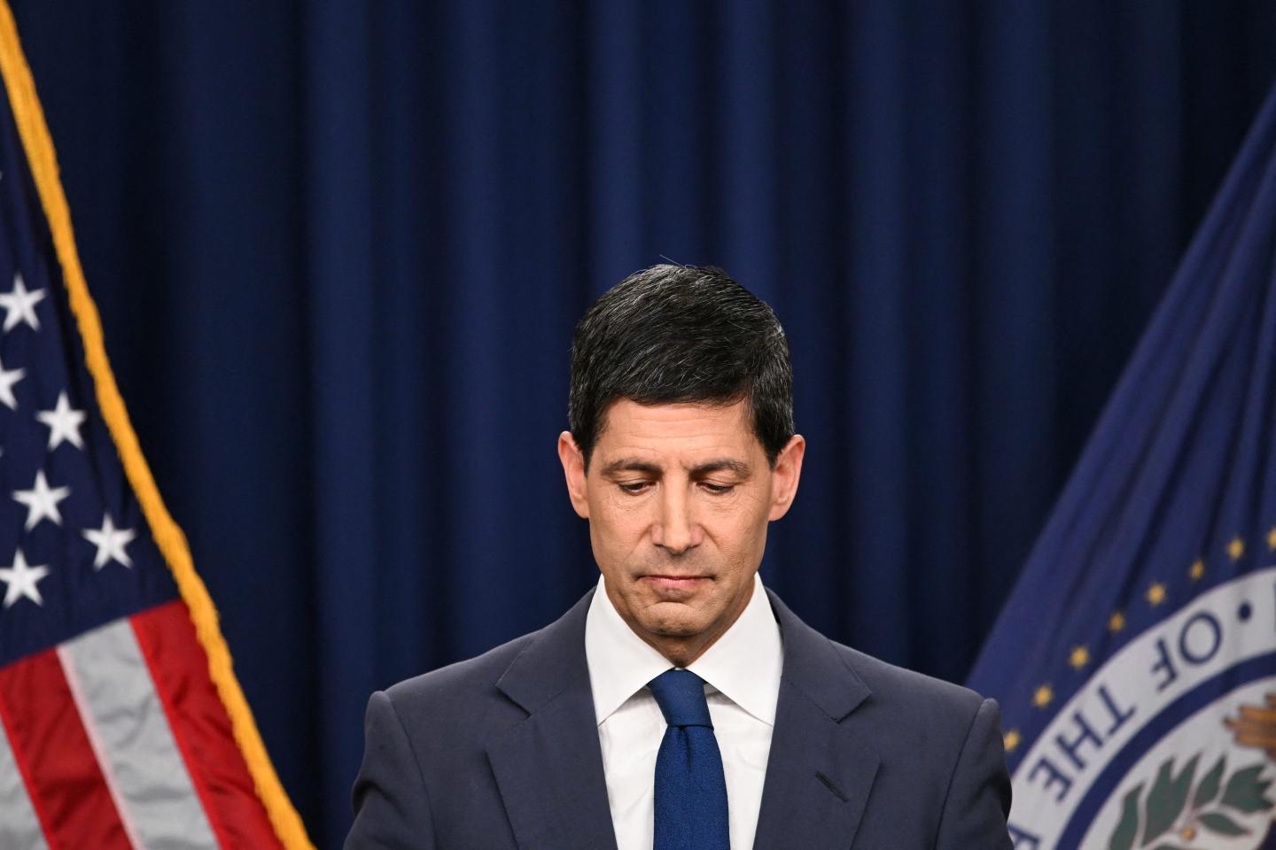 Chair of the Federal Reserve Kevin Warsh speaks during a news conference at the William McChesney Martin Jr. Federal Reserve Board Building in Washington, DC, on July 29, 2026.