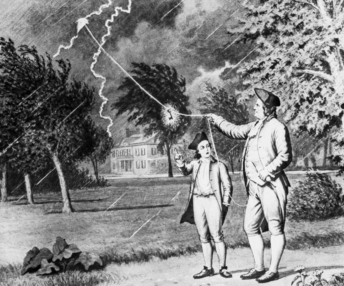 Benjamin Franklin's experiment with the kite.