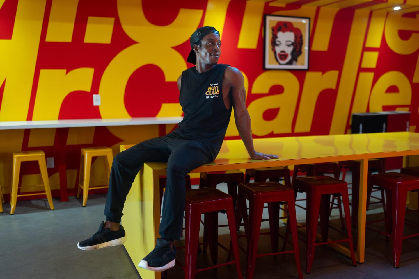 Shaka Smith, a vegan influencer who's politically an independent, poses for a portrait at his fast-food restaurant in Santa Monica, Calif., Thursday, Aug. 6, 2026.