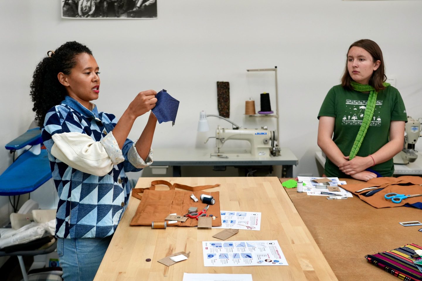 Photo of teenagers sewing