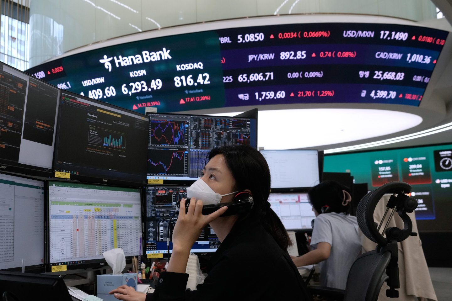 Photo of a Korean currency trader