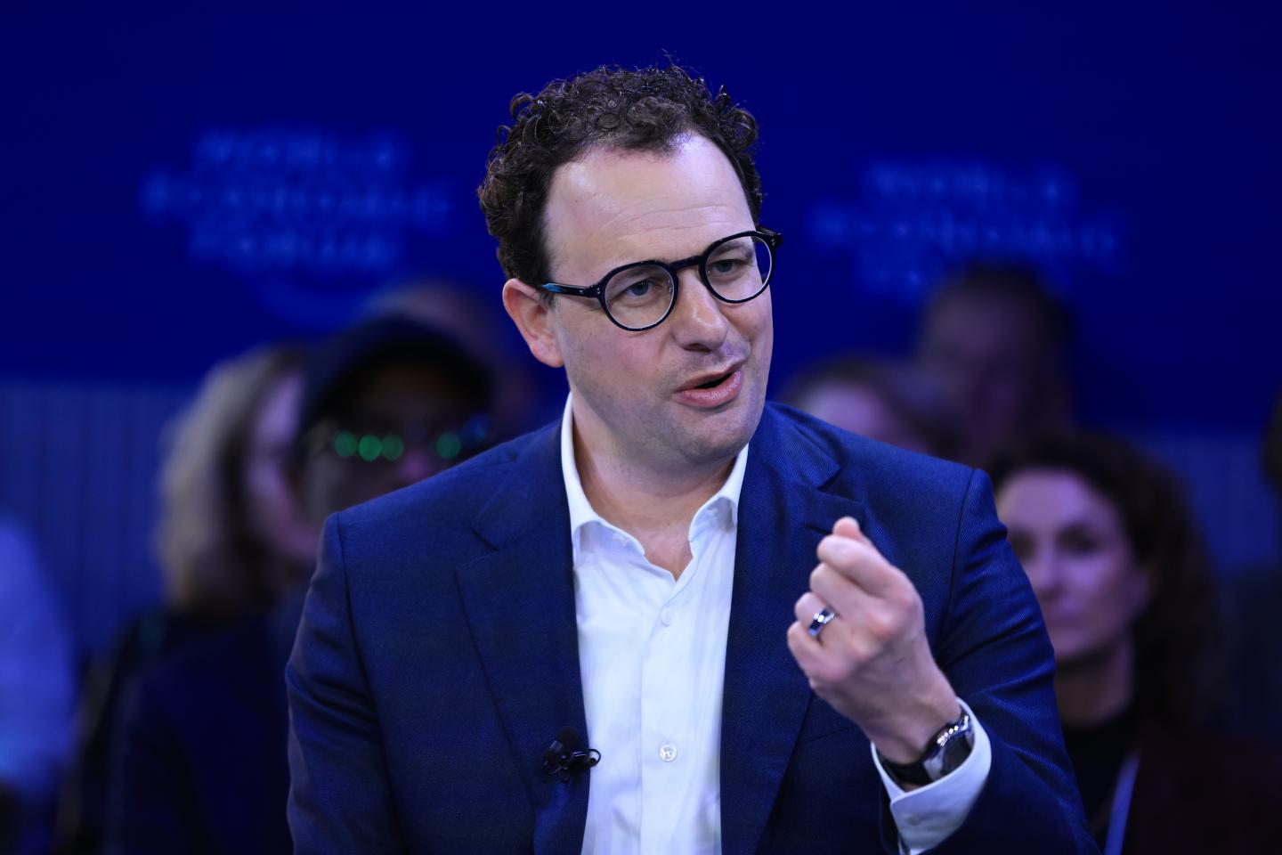 Dario Amodei, CEO of Anthropic, during the World Economic Forum in Davos, Switzerland in 2026.