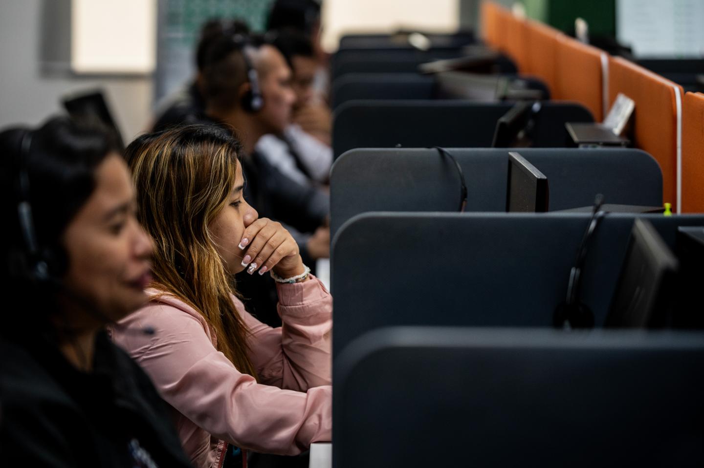 Customer agents in Taguig City, Metro Manila, Philippines, on April 24, 2024. (Photo: Lisa Marie David/Bloomberg/Getty Images)