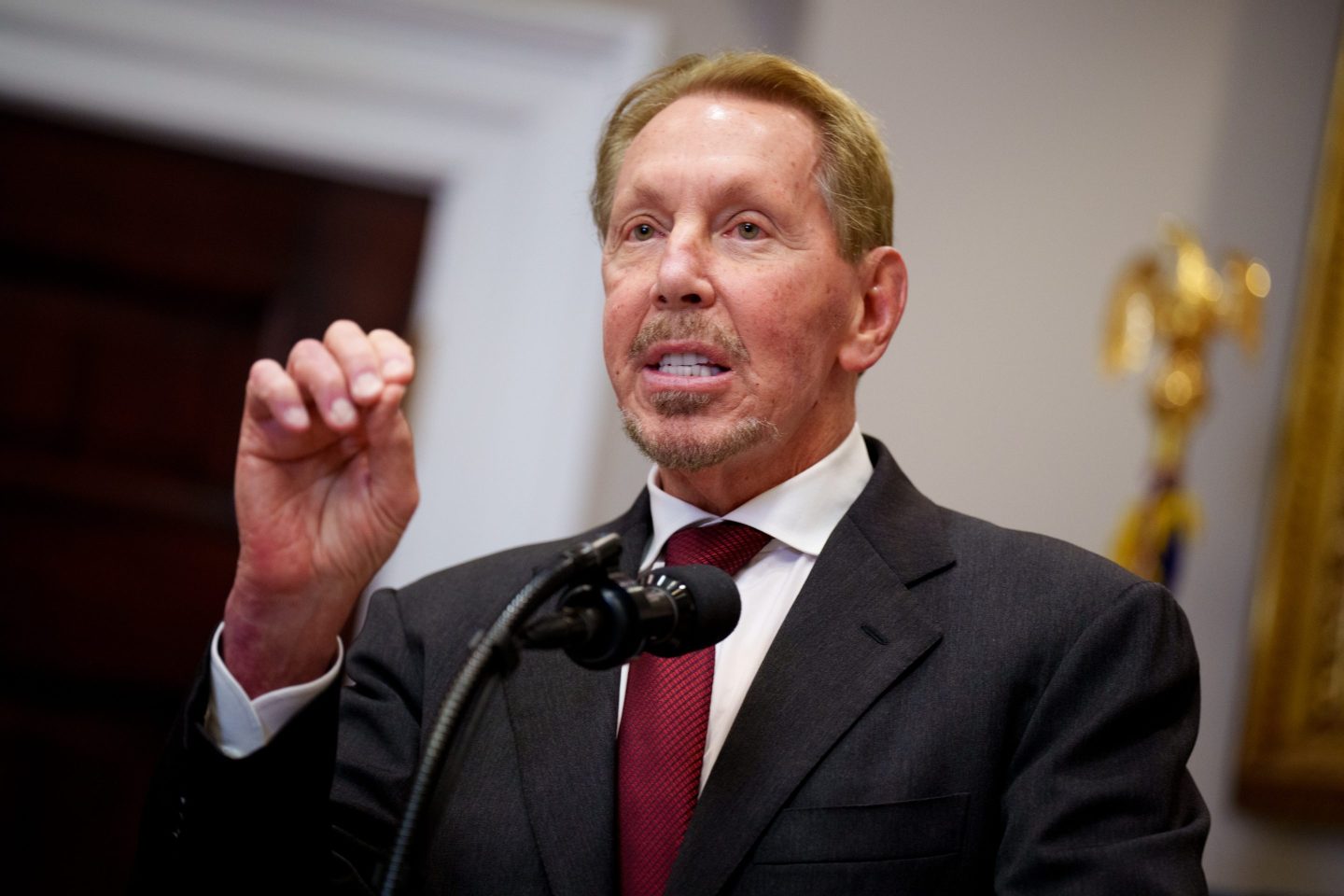 Larry Ellison speaks at the White House.