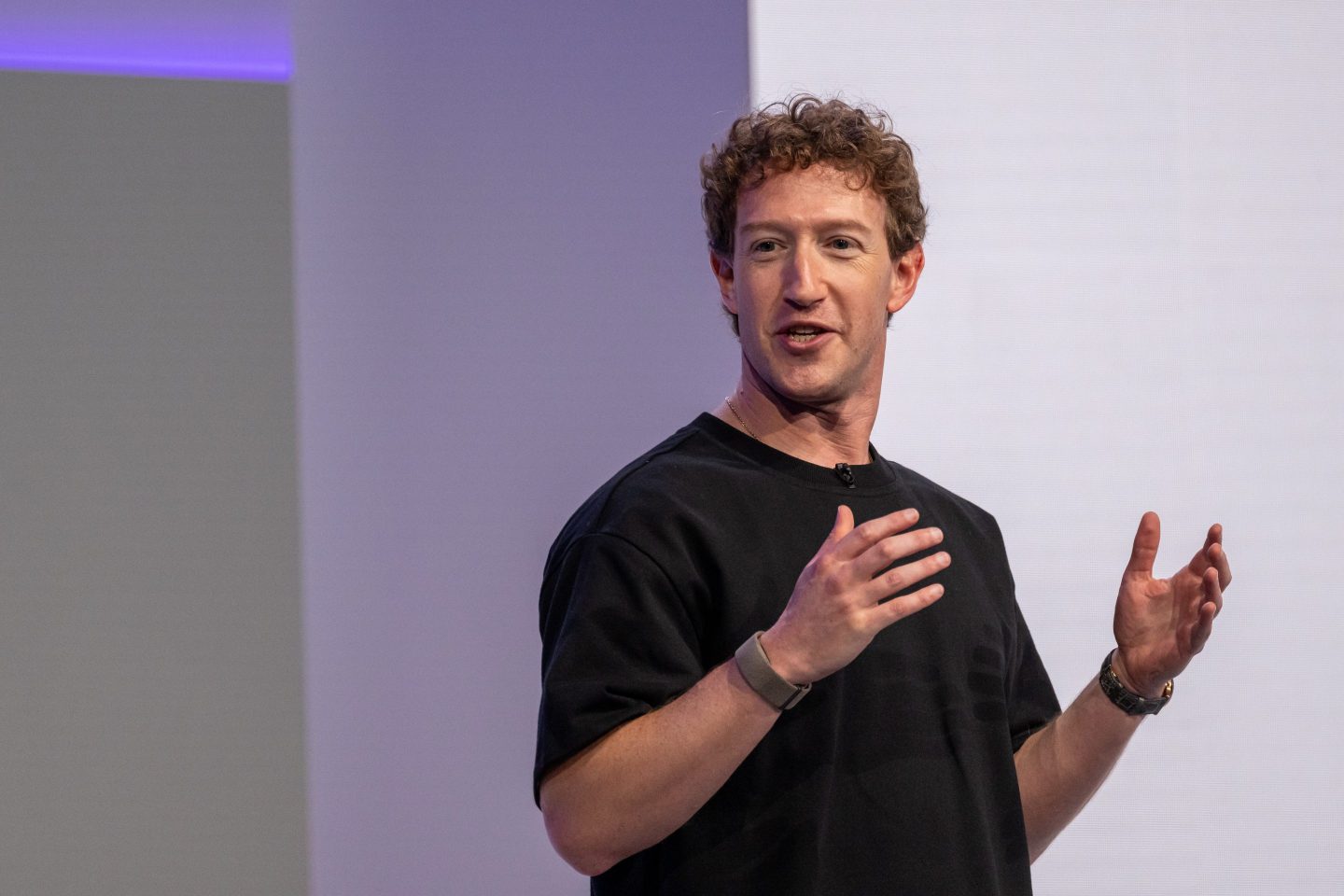 Mark Zuckerberg, chief executive officer of Meta Platforms Inc., during the Meta Connect event in Menlo Park, California, US, on Wednesday, Sept. 17, 2025.