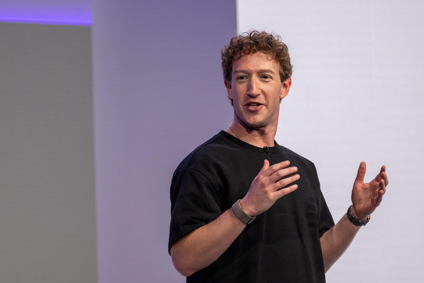 Mark Zuckerberg, chief executive officer of Meta Platforms Inc., during the Meta Connect event in Menlo Park, California, US, on Wednesday, Sept. 17, 2025.