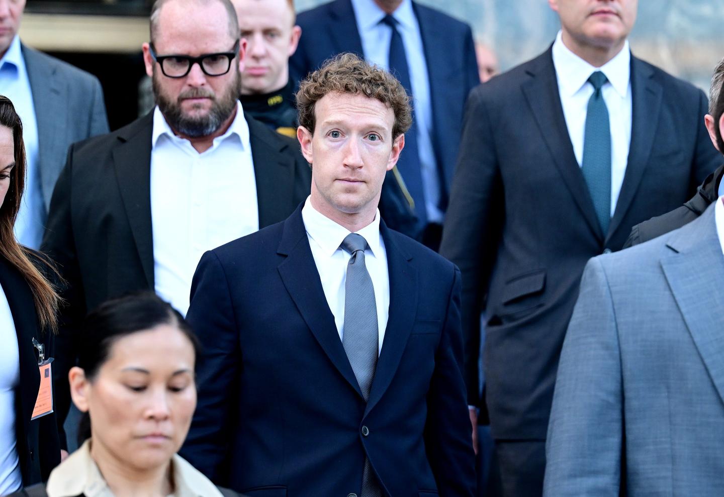 Meta CEO Mark Zuckerberg leaves the Los Angeles Superior Court after testifying.