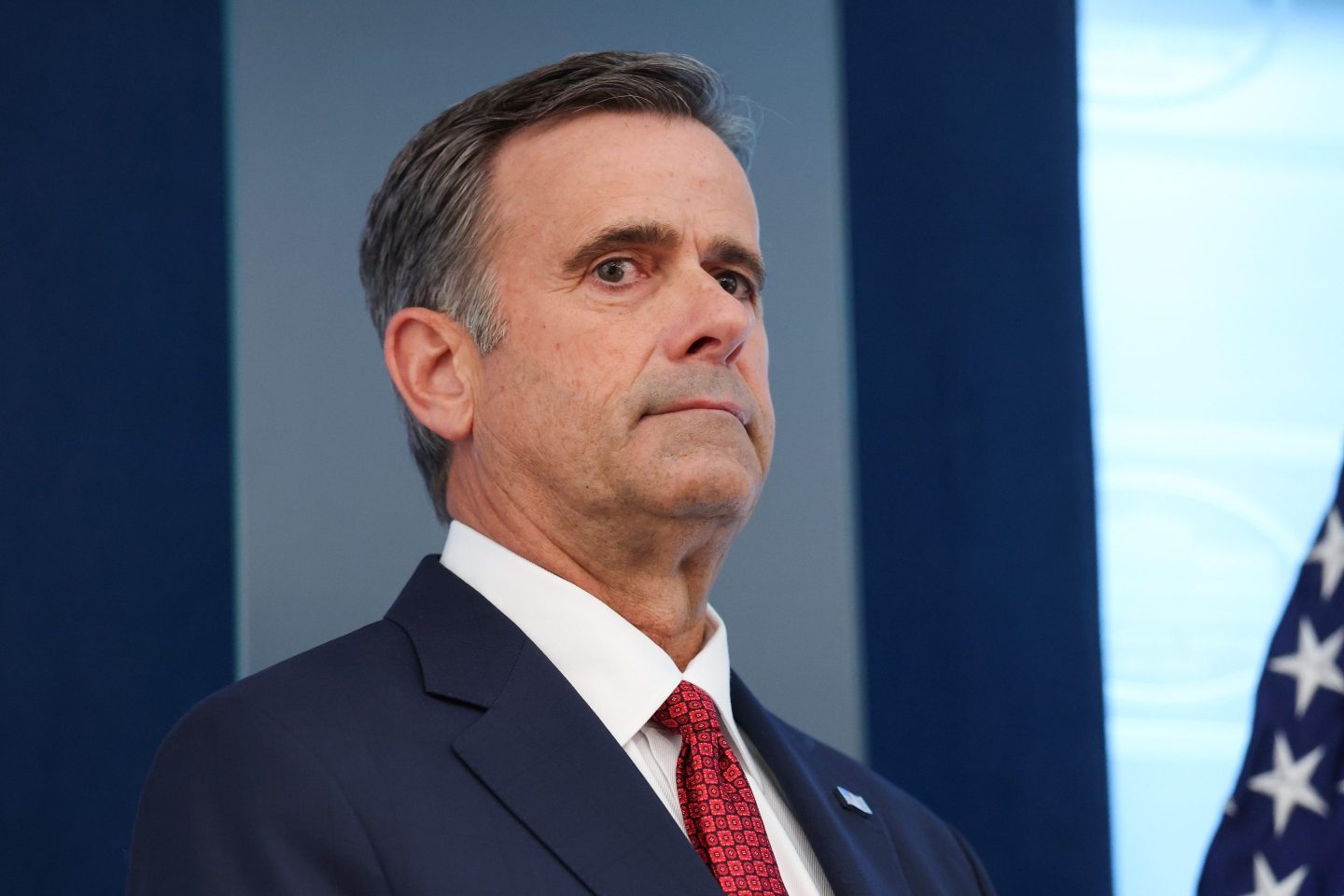 CIA Director John L. Ratcliffe attends a news conference in James S. Brady Press Briefing Room of the White House.