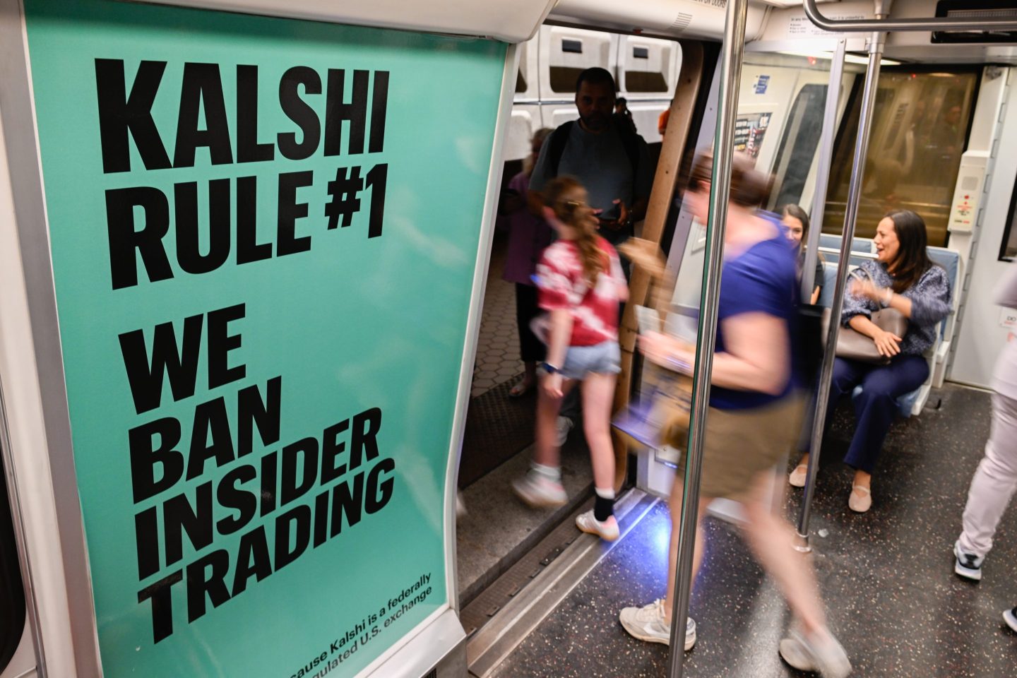 A Kalshi advertisement on a Metro train in Washington, DC, US.