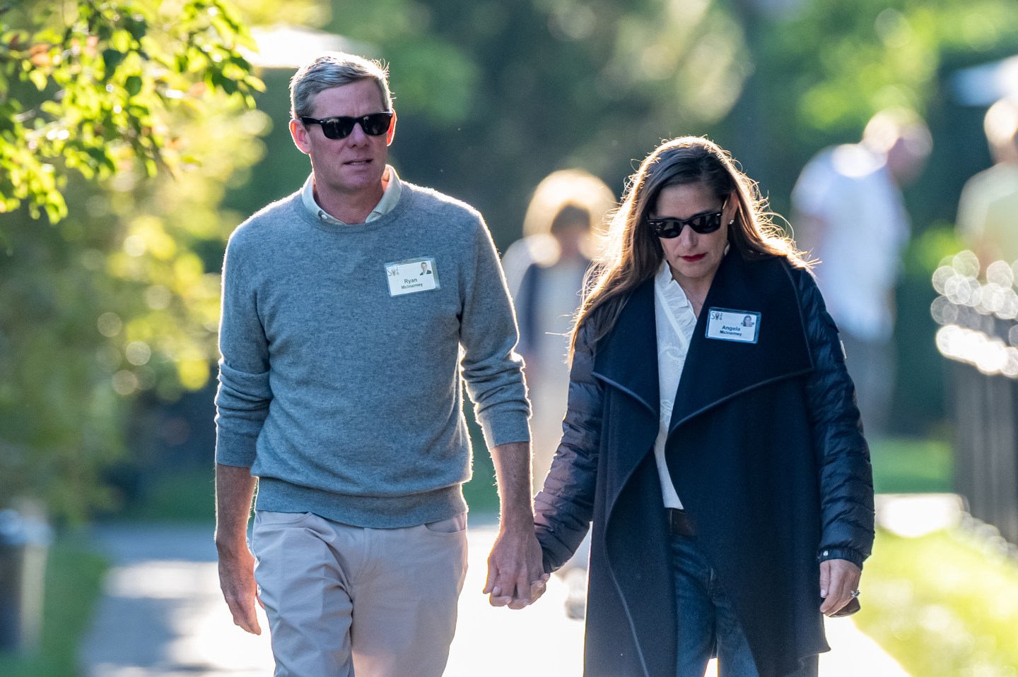 Visa CEO Ryan McInerney, left, with wife Angela in Sun Valley, Idaho, on July 10, 2026. (Photo: David Paul Morris/Bloomberg/Getty Images)