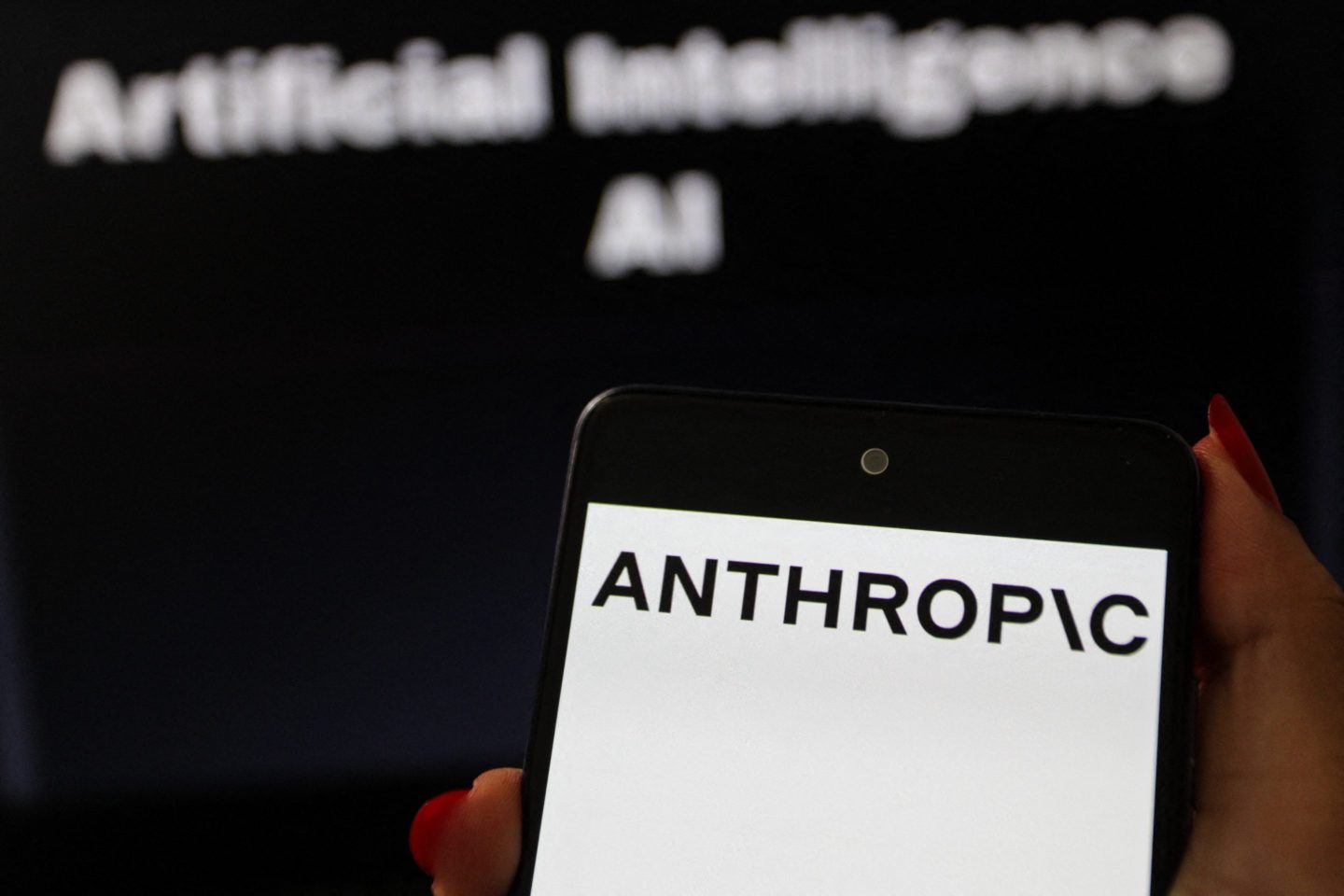 Anthropic logo on phone.