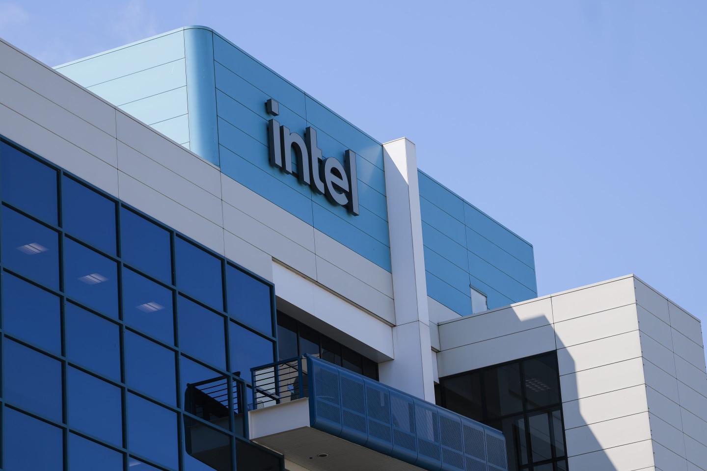 Intel headquarters is seen on July 23, 2026 in Santa Clara, California.