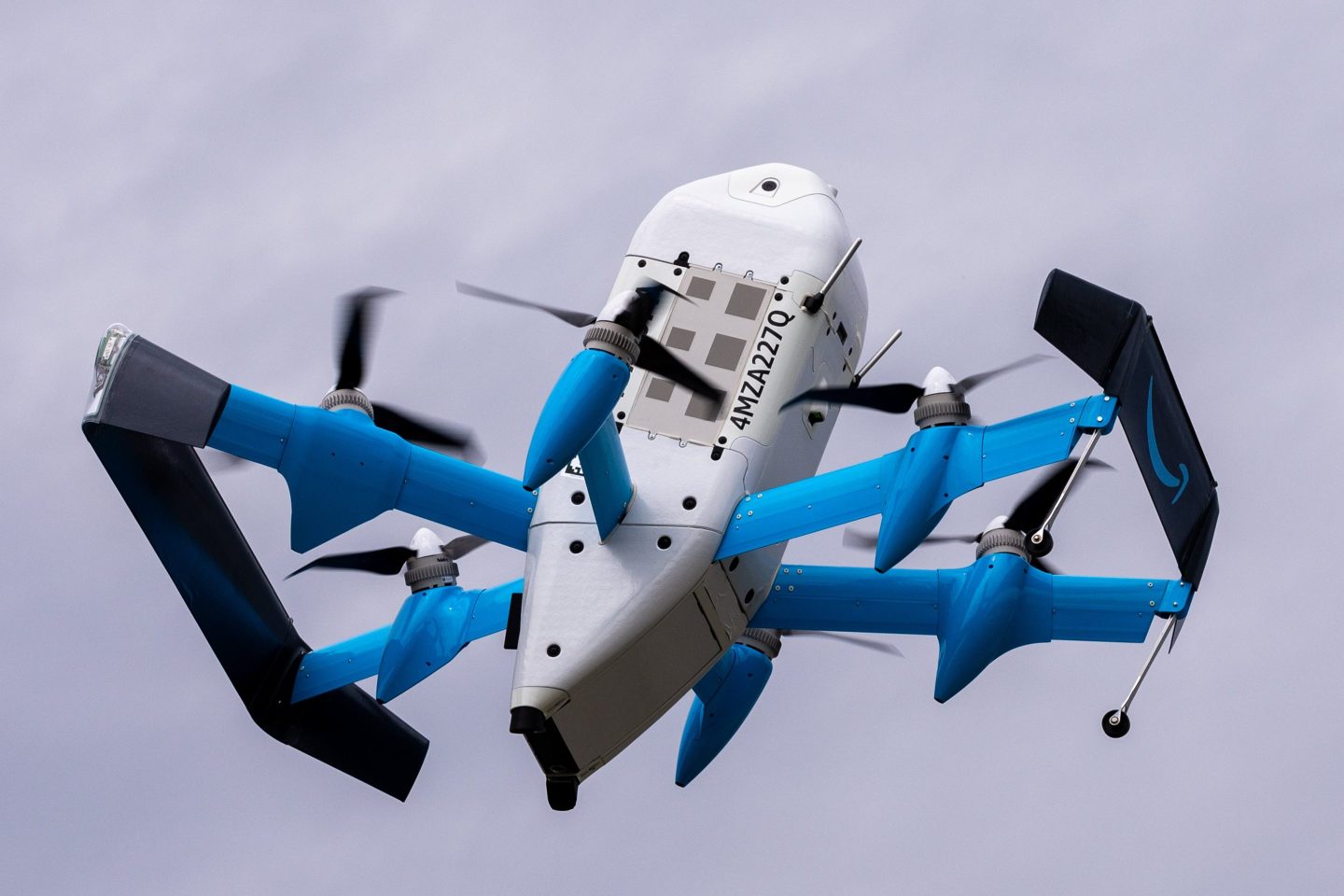 An An Amazon drone is in midflight as it makes a delivery in Papillion, Neb. on Thursday, July 30, 2026.