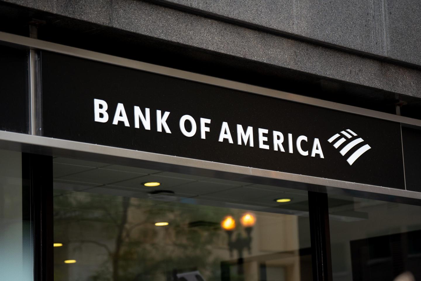 Bank of America logo sign is seen in Chicago, Illinois, United States.