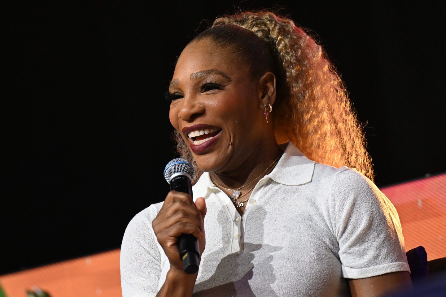 Serena Williams speaks on stage during the keynote conversation at Invest Fest 2026 at Georgia World Congress Center on August 09, 2026 in Atlanta, Georgia.