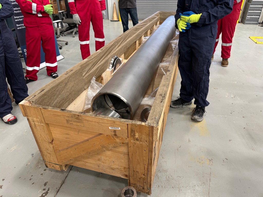Deep Isolation's specially designed, nuclear waste canisters are 15-feet-long and weigh 5,000 pounds when filled.