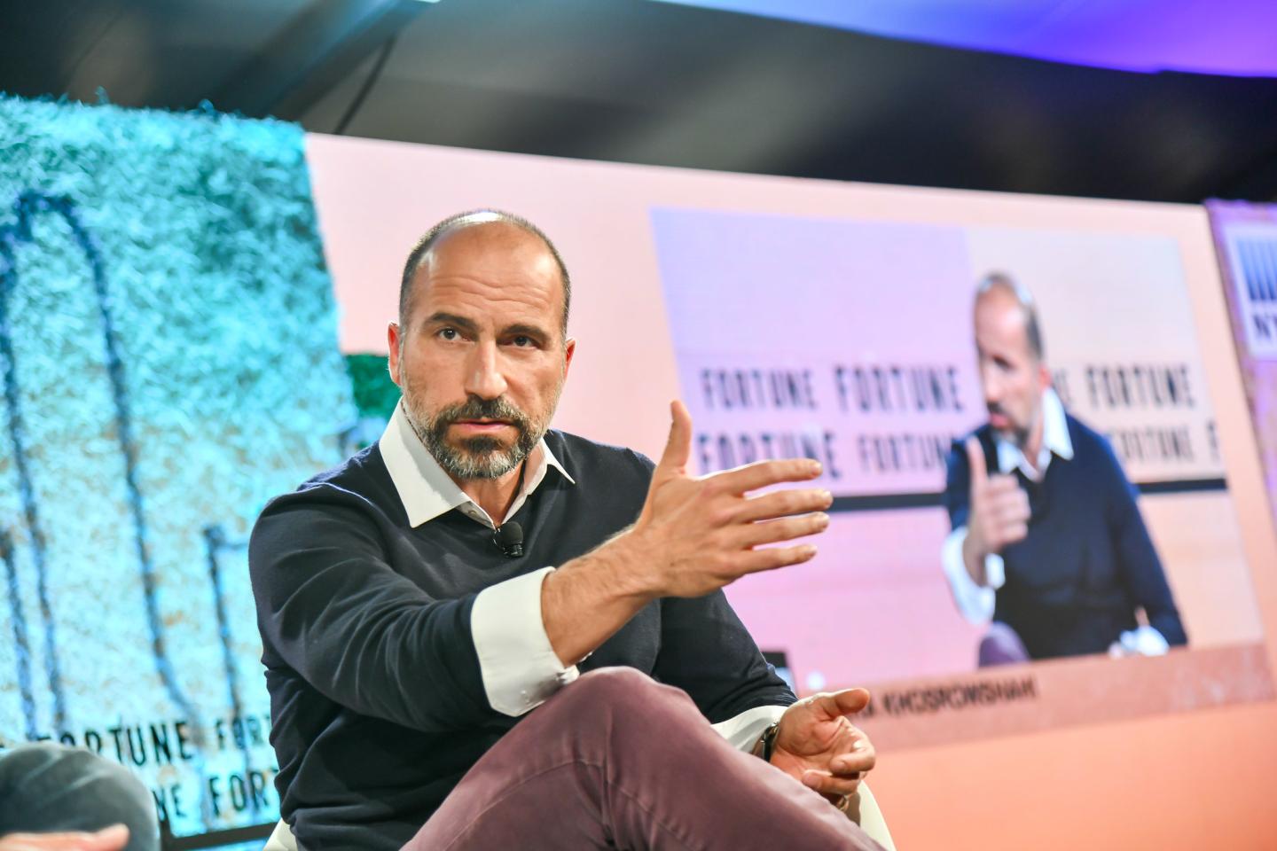 Uber CEO Dara Khosrowshahi speaking at Fortune Brainstorm Tech 2018 in Aspen, Colo. (Photo: Michael Faas/Fortune)