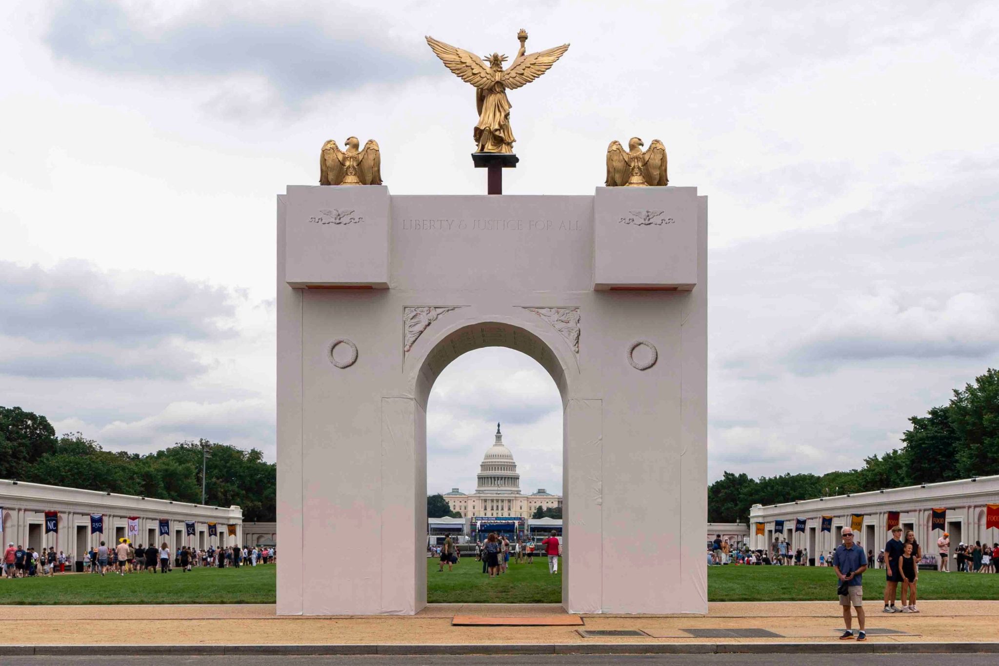 Trump says he will convert his planned arch to a ‘top grade military complex’ that can host drones, snipers and ammunition
