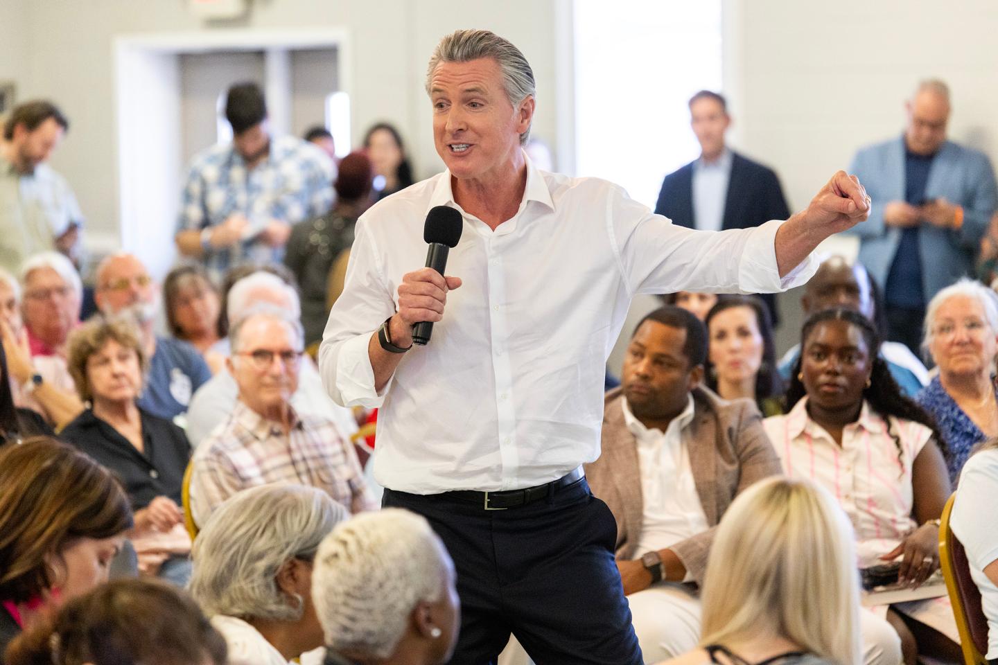 California Gov. Gavin Newsom speaks to supporters during a campaign event at the Brookland-Lakeview Empowerment Center, Friday, Sept. 4, 2026, in West Columbia, S.C.