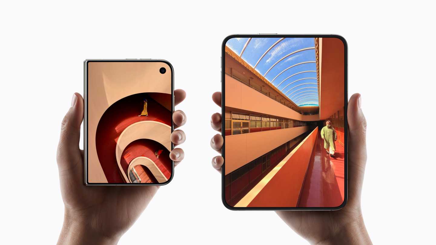 Apple's new iPhone Duo, closed and open. (Courtesy: Apple)