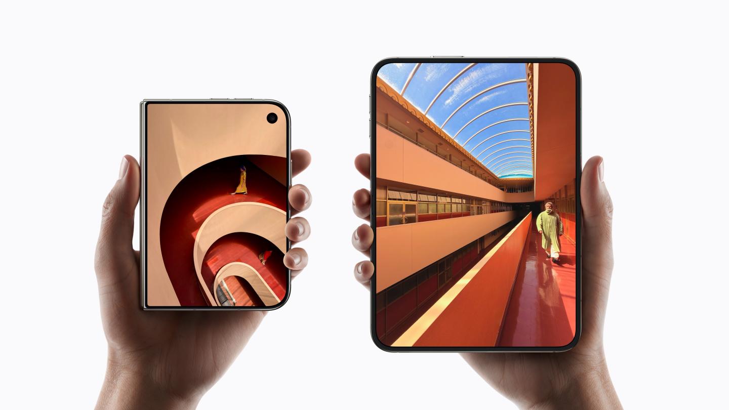 Apple's new iPhone Duo, closed and open. (Courtesy: Apple)