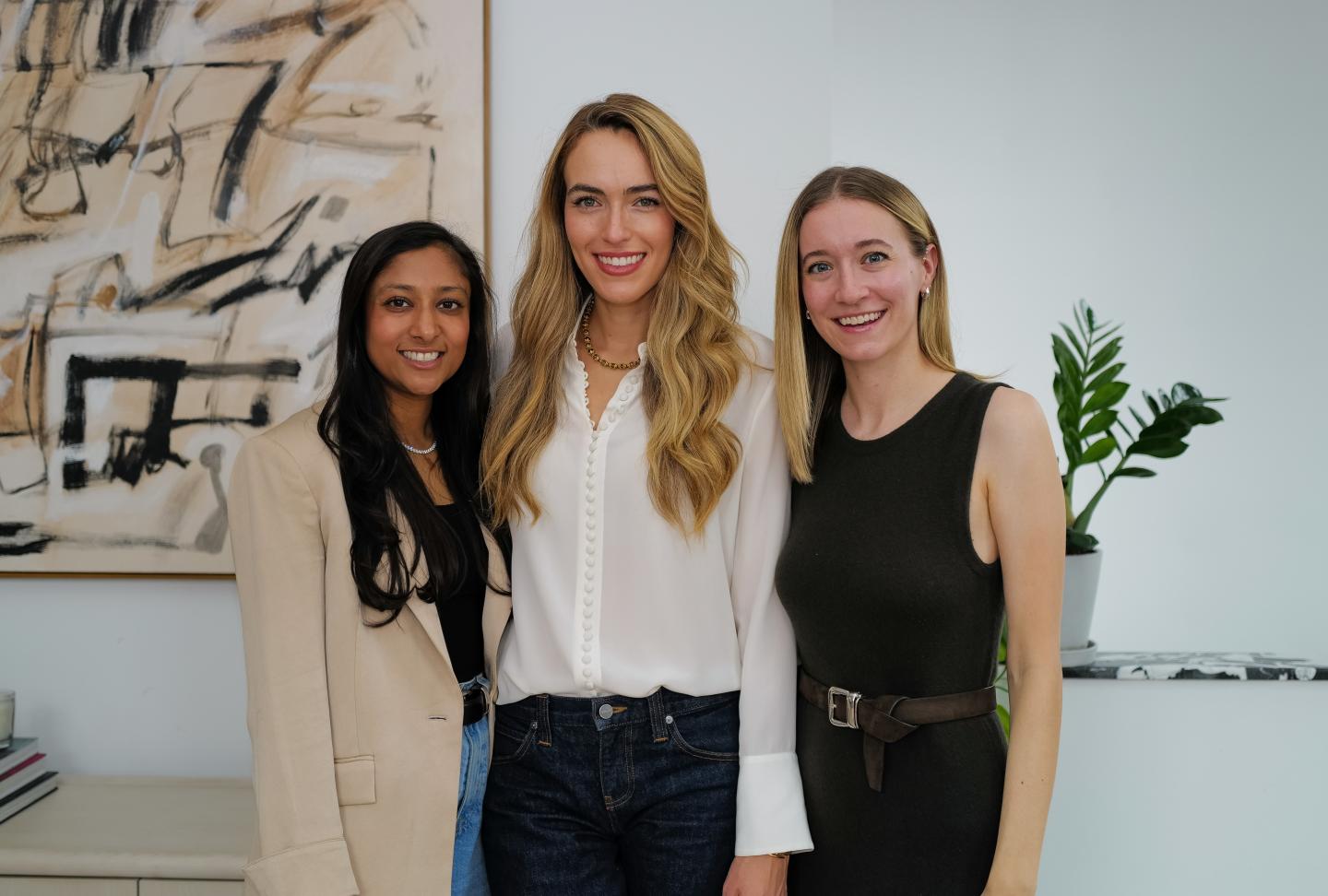 Evvy cofounder and CEO Priyanka Jain, left, with cofounders Laine Bruzek and Pita Navarro.