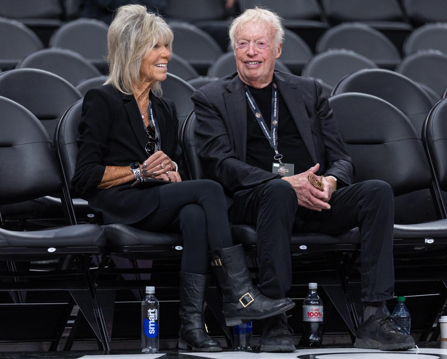Penny Knight and Phil Knight are seen before the Oregon Ducks and Georgia Bulldogs game.