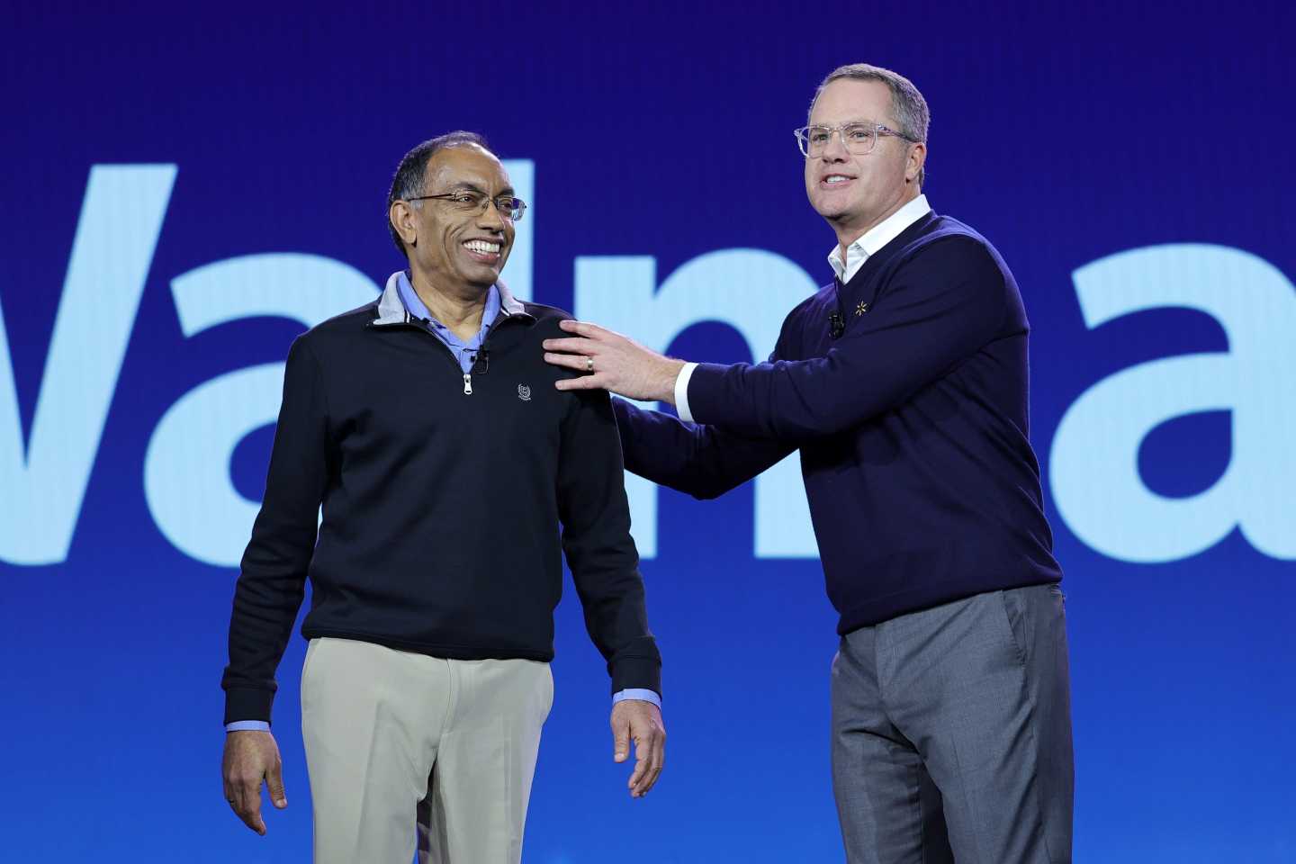 Two men on a stage