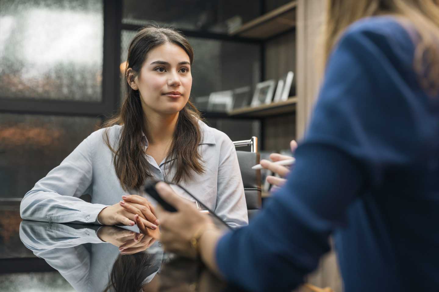 Young worker in job interview