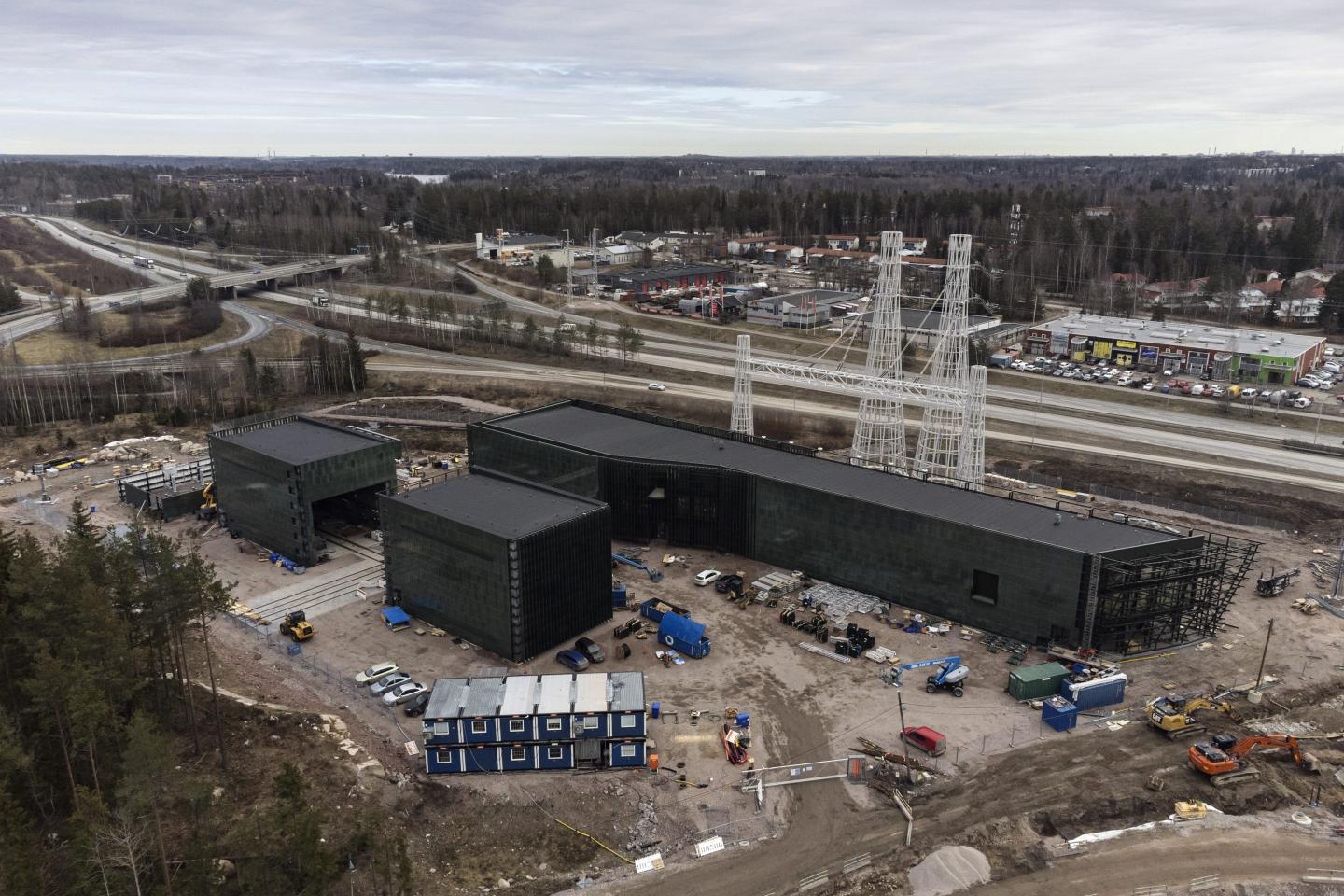 The construction site for a Microsoft data center and a Fortum Oyj heat recovery facility in Espoo, Finland.
