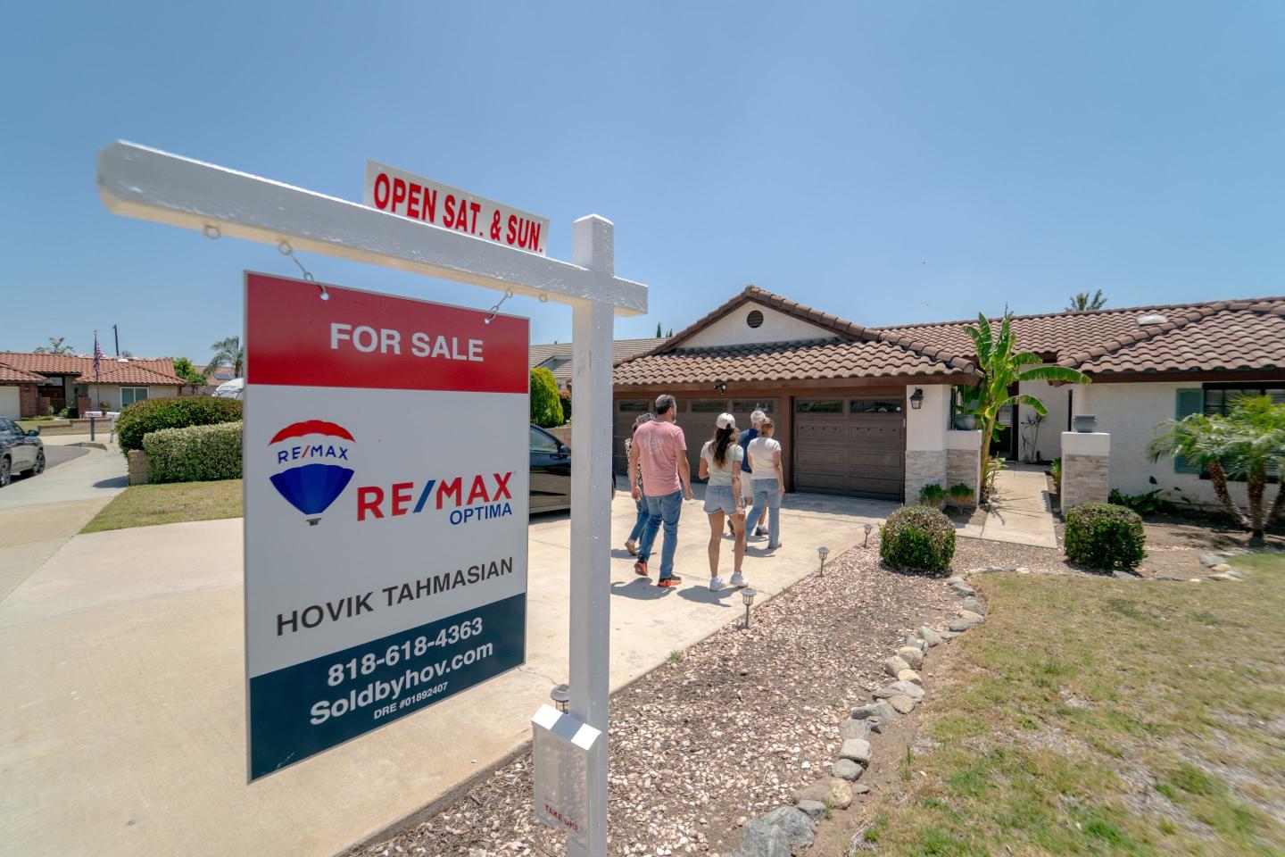 Prospective buyers arrive during an open house in Rancho Cucamonga, California, on Saturday, May 9, 2026.