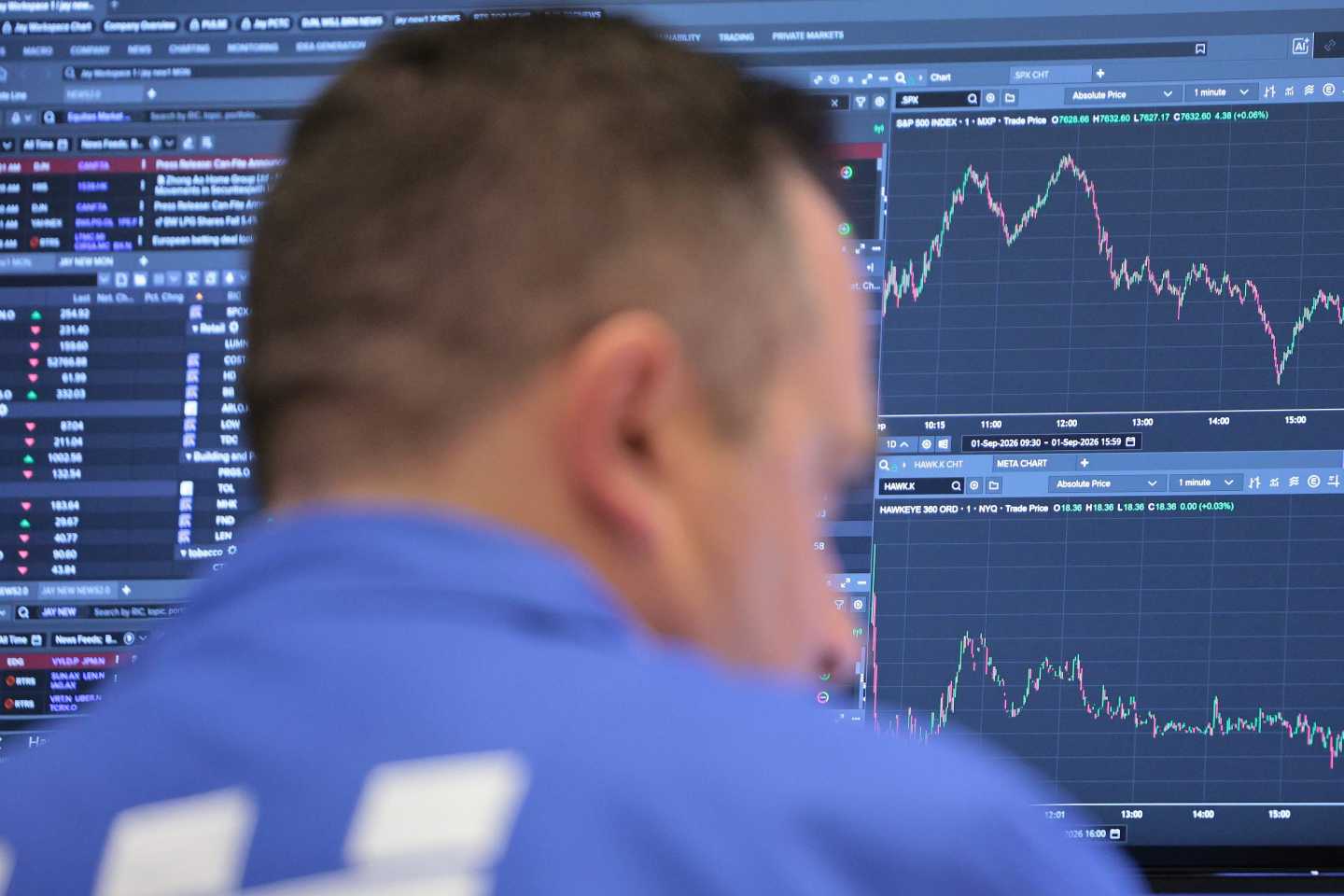 Traders work on the floor of the New York Stock Exchange during morning trading on September 02, 2026 in New York City.