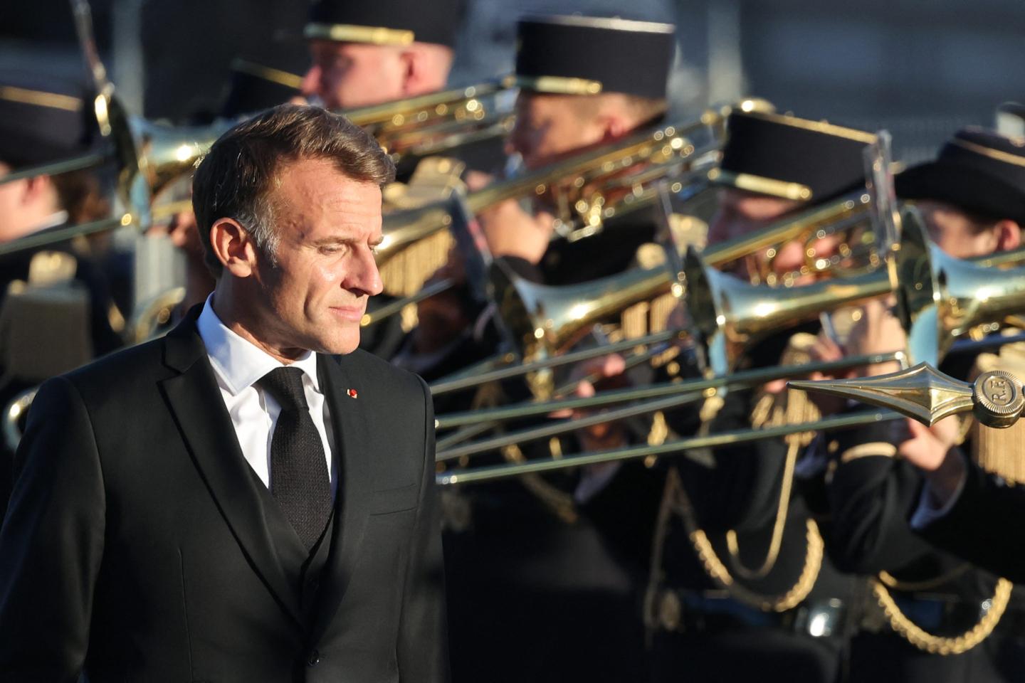 French President Emmanuel Macron attends a ceremony to rekindle the flame at the Tomb of the Unknown Soldier at the Arc de Triomphe in Paris, on September 25, 2026. 