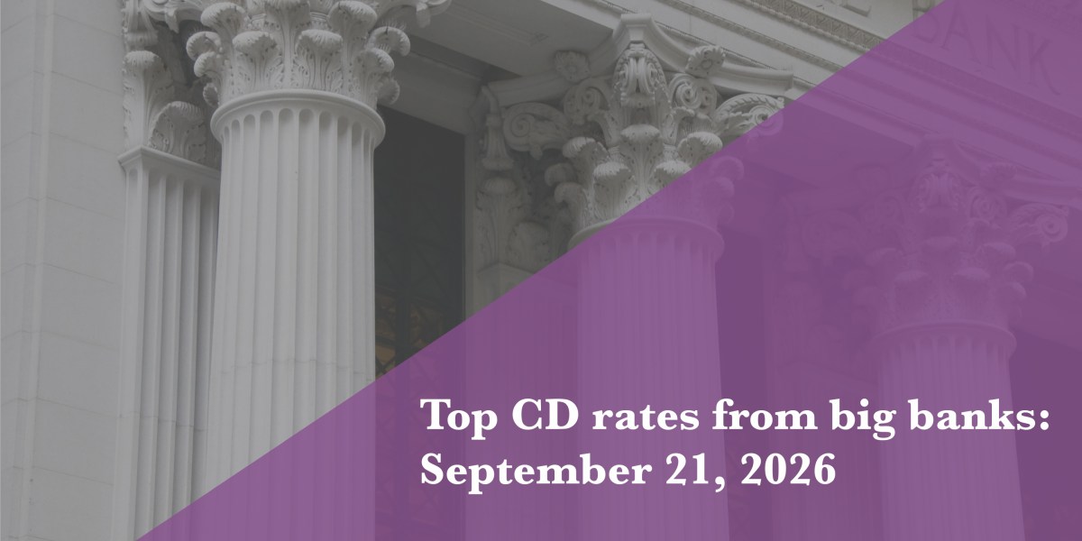 Top CD rates from major banks Sept. 21, 2026: Chase CDs, Bank of America CDs, Citibank CDs, and more | Fortune