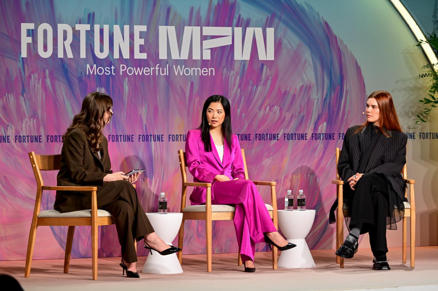 Alta founder Jenny Wang, center, with stylist and investor Meredith Koop at the 2025 Fortune Most Powerful Women Summit.