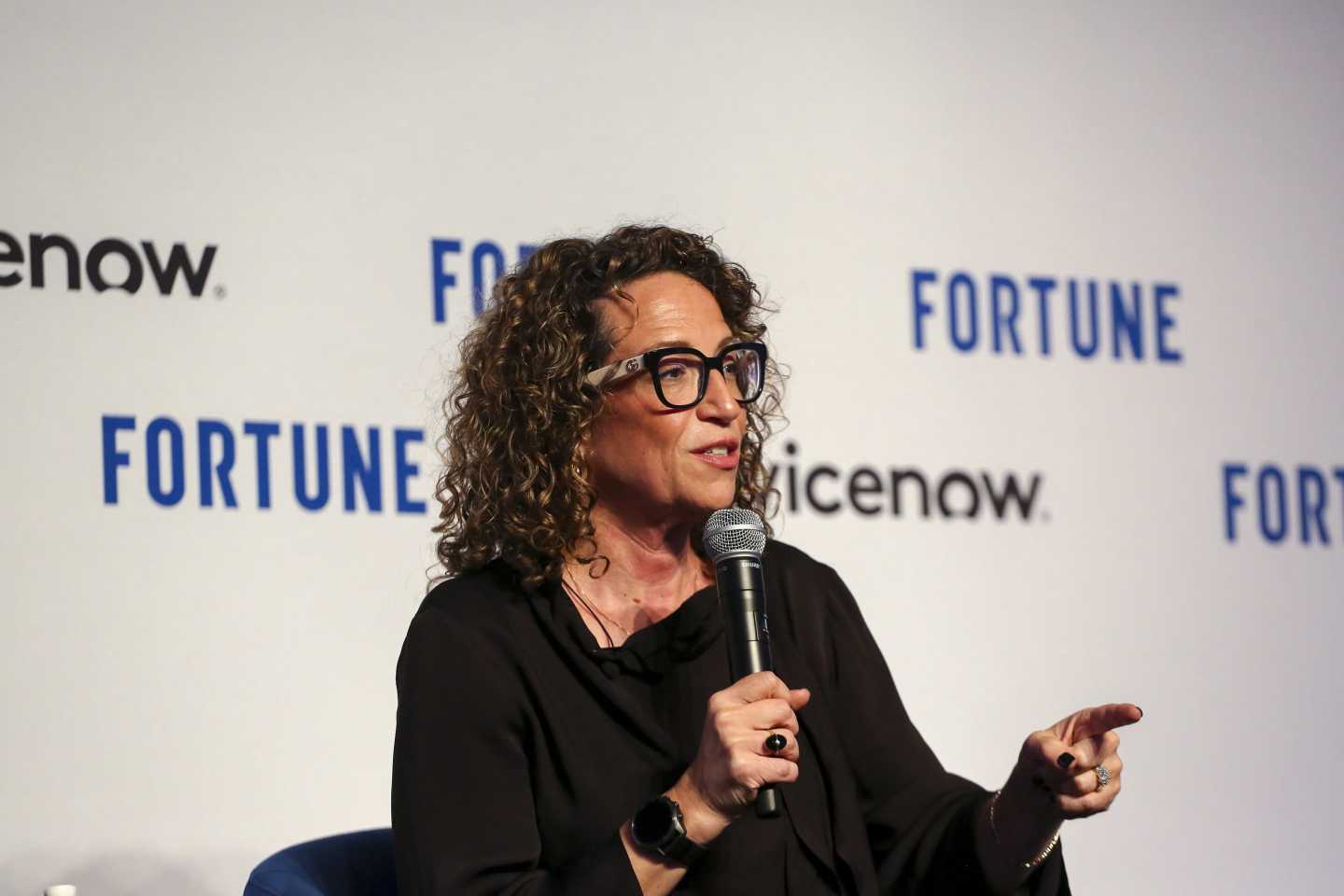Futurist Amy Webb speaking at the Fortune AIQ Summit.
