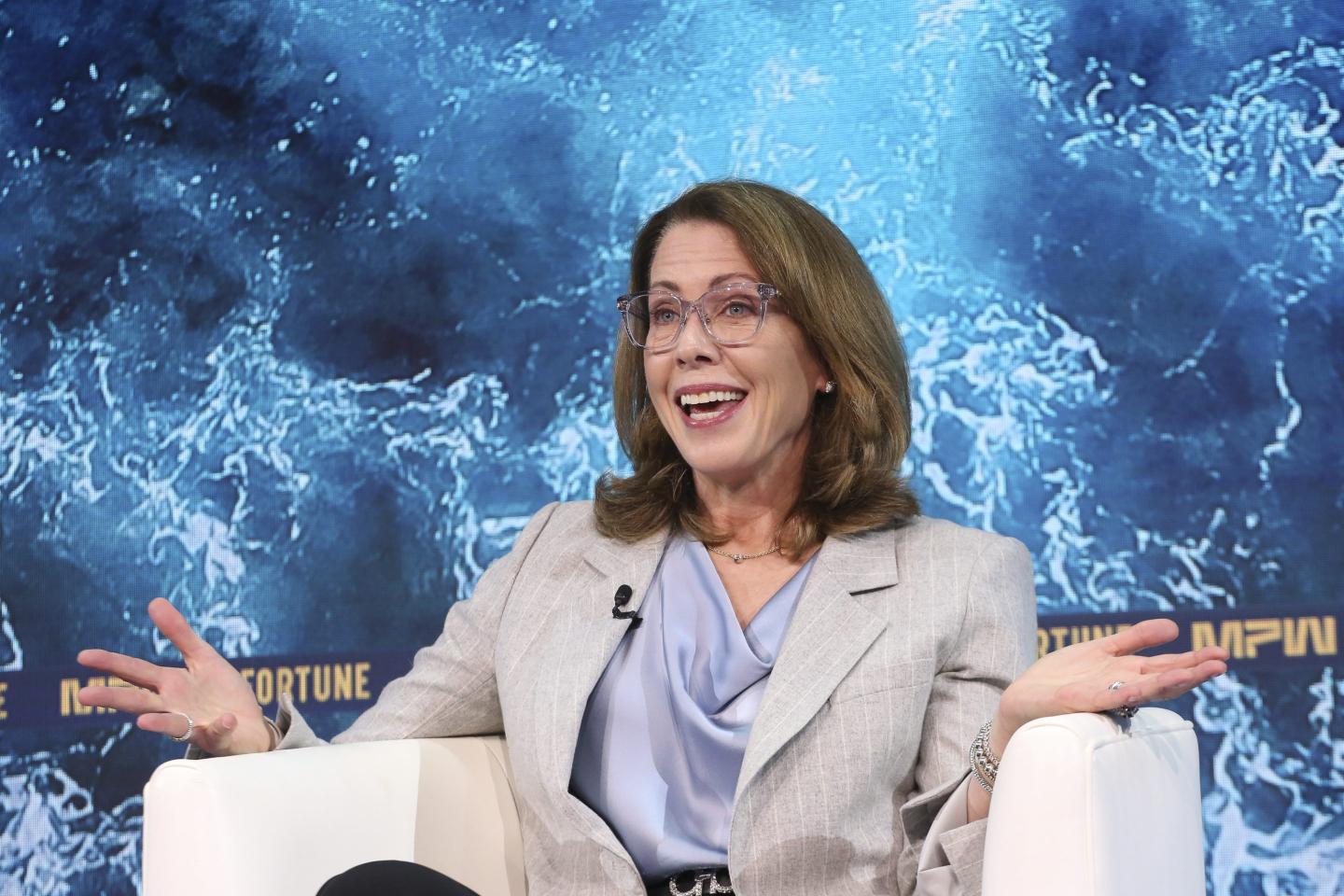 Kate Johnson, chief executive officer of Lumen Technologies, speaking at the Most Powerful Women Summit on Oct. 13, 2026.
