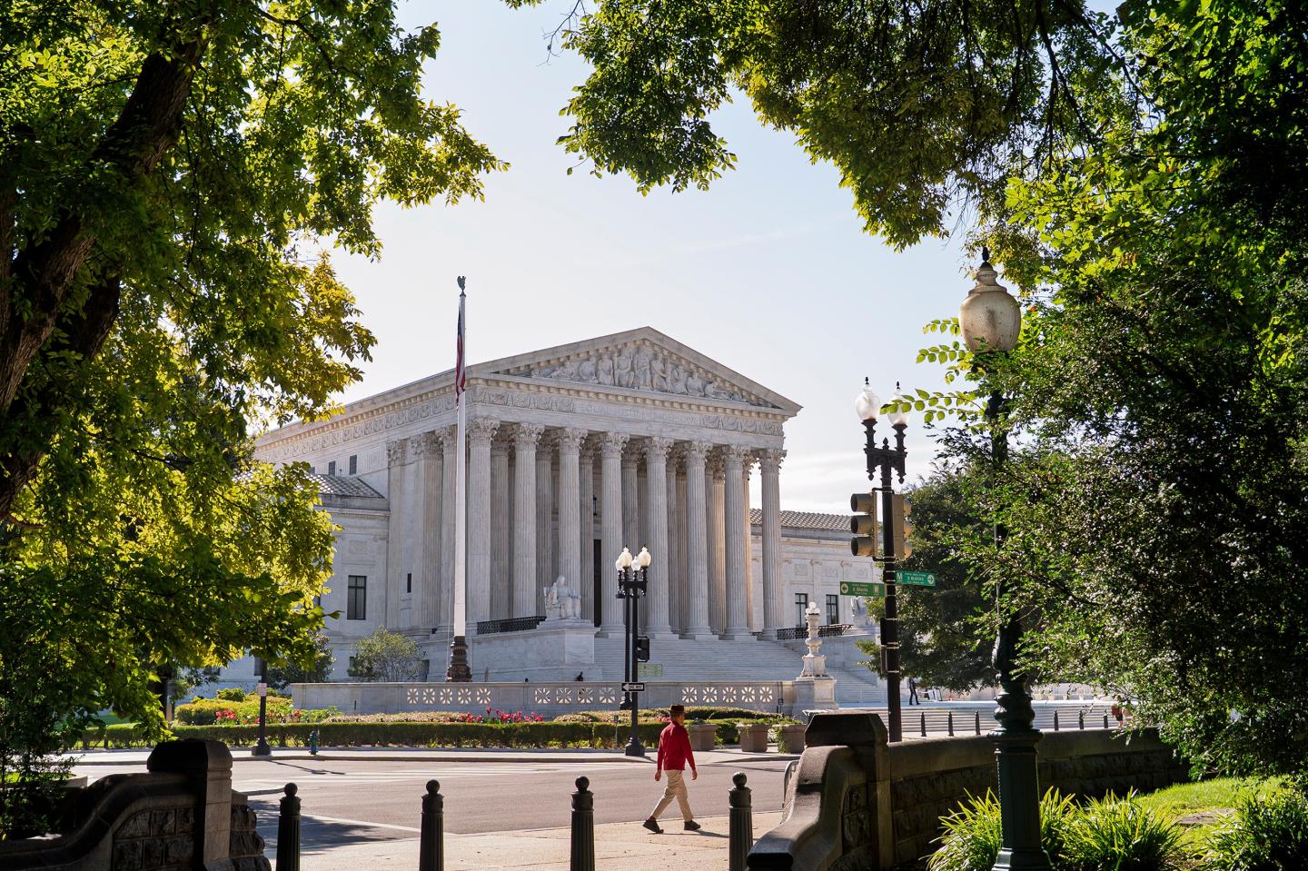 The Supreme Court is seen on the morning after the conservative majority sided with the Trump administration in a case over President Donald Trump's executive order restricting mail-in voting, on Capitol Hill in Washington.