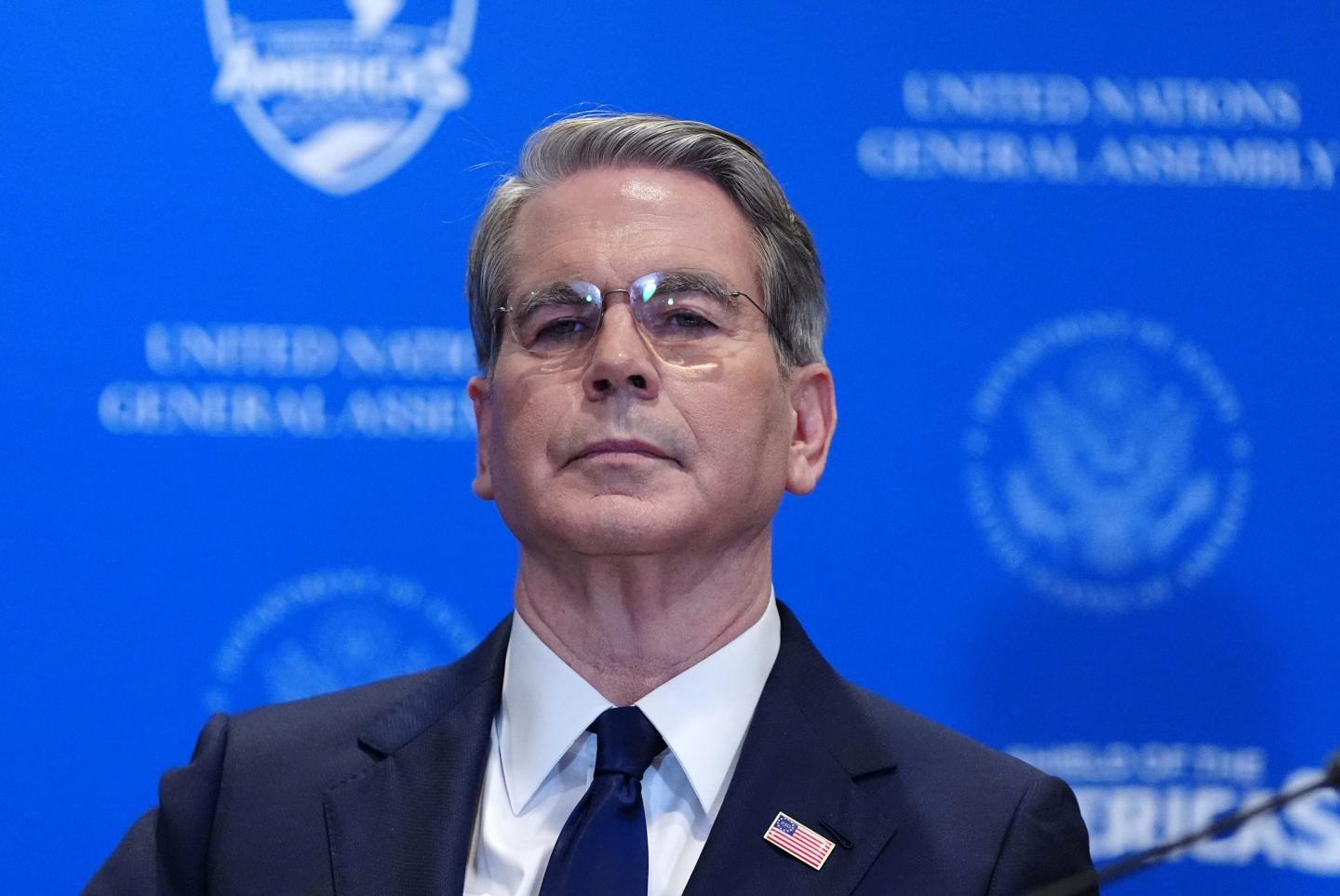 Treasury Secretary Scott Bessent attends a meeting with President Donald Trump of the multinational political and security coalition "Shield of the Americas" on the sidelines the United Nations General Assembly.