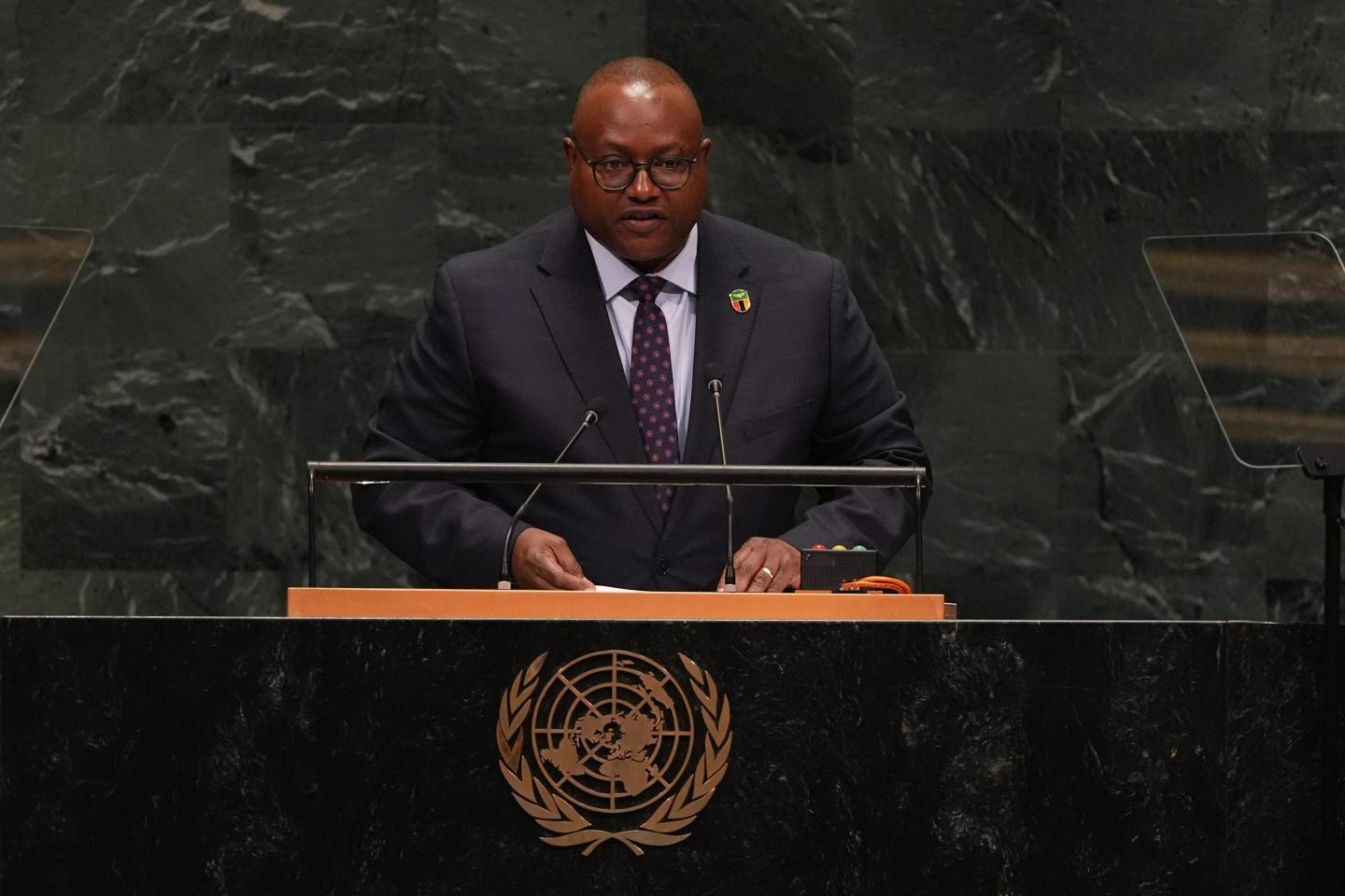 Mulambo Hamakuni Haimbe, Minister for Foreign Affairs of Zambia, speaks during the 81st session of the United Nations General Assembly at United Nations headquarters.