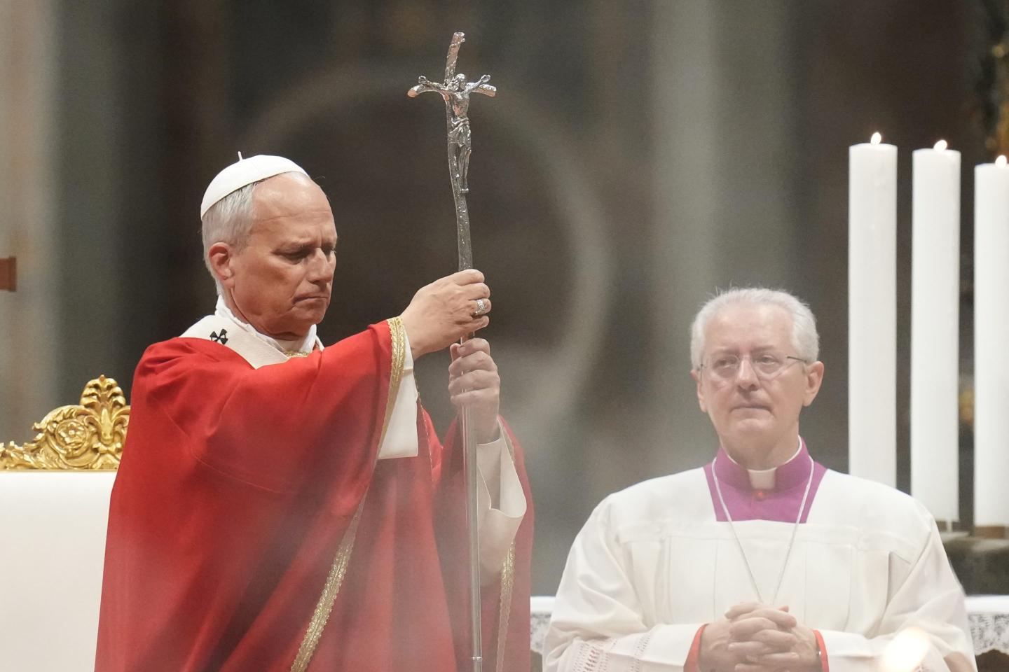 Pope Leo XIV celebrates a mass in St. Peter's Basilica at the Vatican, Thursday, Oct.8, 2026.